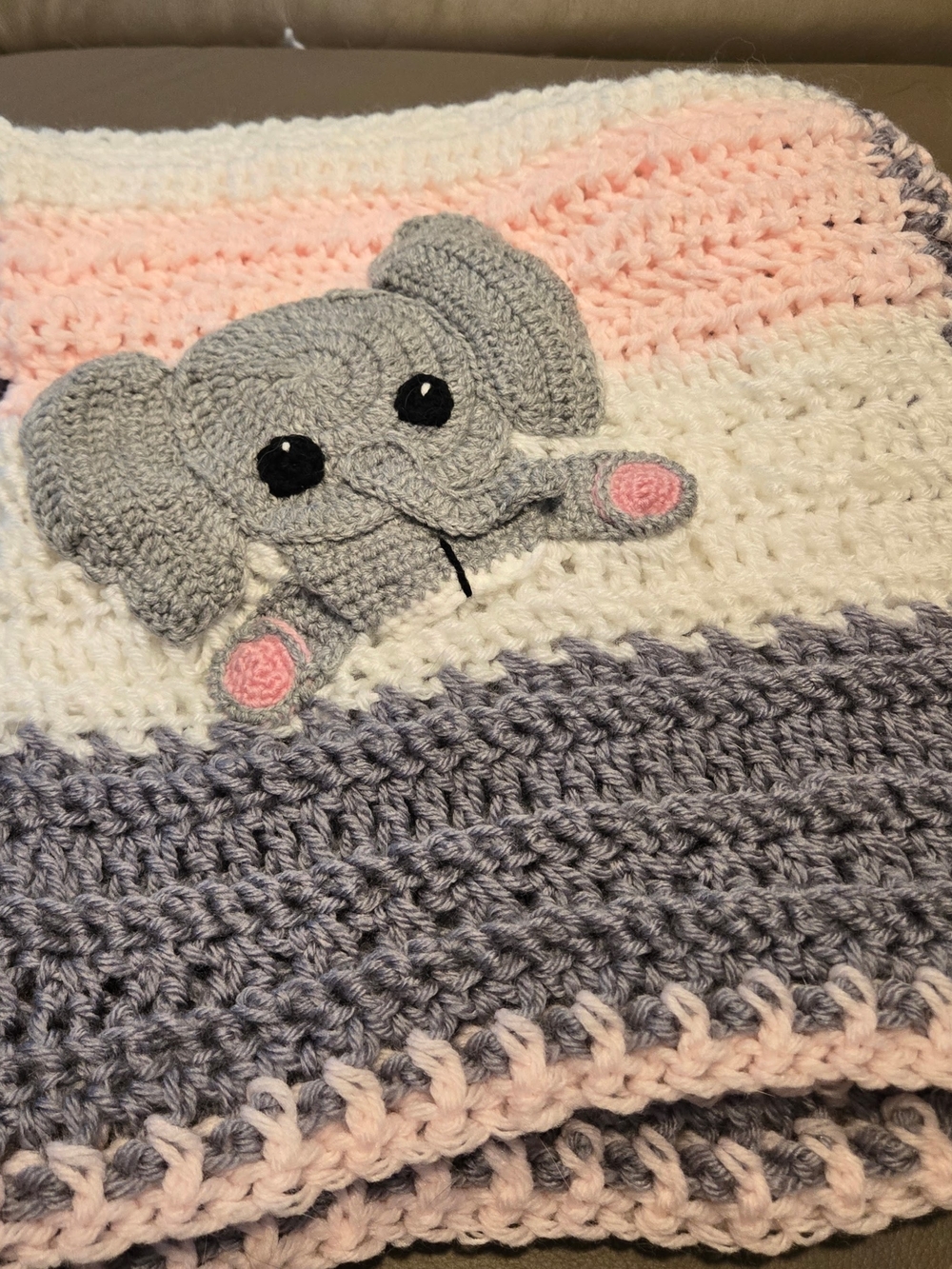 Handmade Gray & Pink Elephant Baby Blanket - Kids Accessories